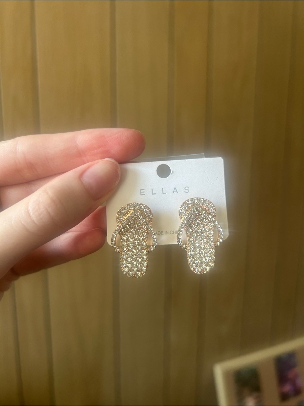 Ella Gold Crystal Flip Flop Stud Earrings